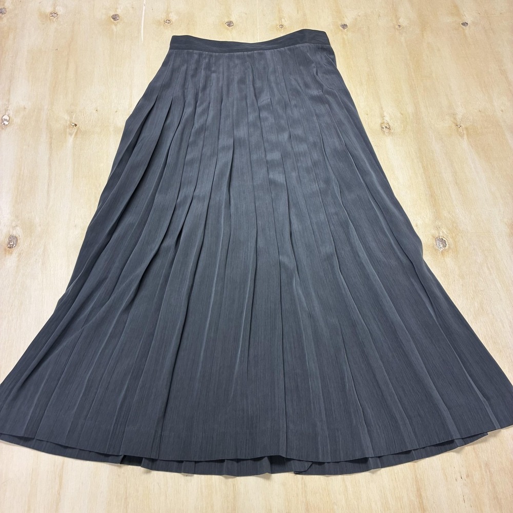 Vintage Pleated Long Skirt Liz Claiborne Womens 10 Gray Solid Lined Full
